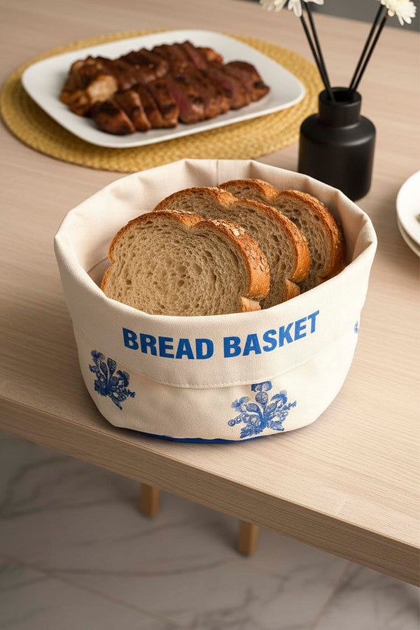 Elysian Blue Linen Bread Basket – 14 x 20 cm