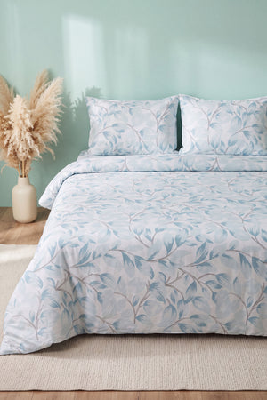 Blue Naturel Ranforce Double Duvet Cover Set 4 Pieces