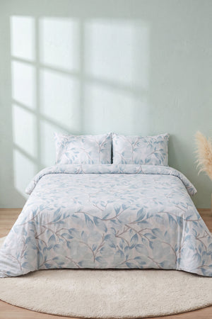 Blue Naturel Ranforce Double Duvet Cover Set 4 Pieces