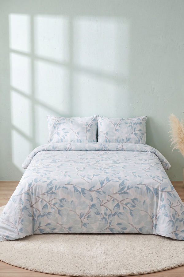 Blue Naturel Ranforce Double Duvet Cover Set 4 Pieces