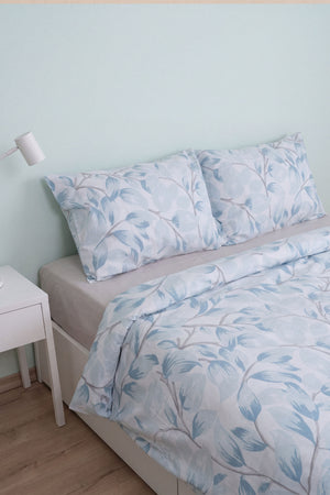 Blue Naturel Ranforce Double Duvet Cover Set 4 Pieces
