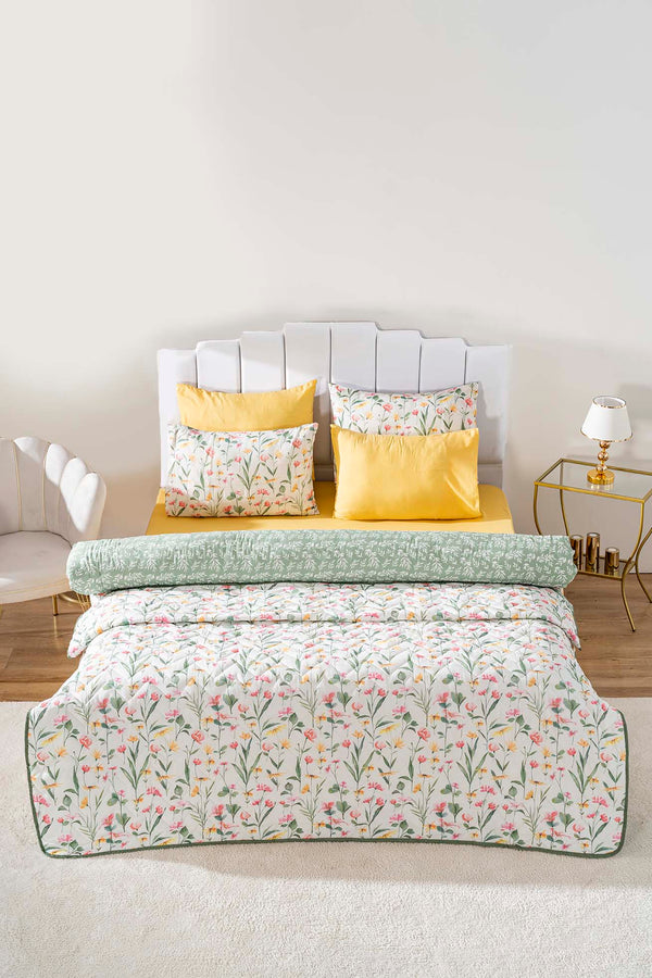 Botanical %100 Cotton 7 Piece Bedspread & Bedding Set