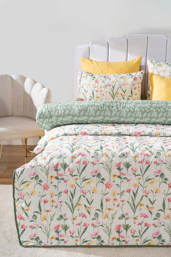 Botanical %100 Cotton 7 Piece Bedspread & Bedding Set