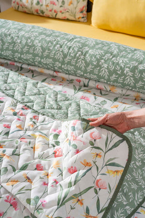 Botanical %100 Cotton 7 Piece Bedspread & Bedding Set