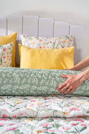 Botanical %100 Cotton 7 Piece Bedspread & Bedding Set