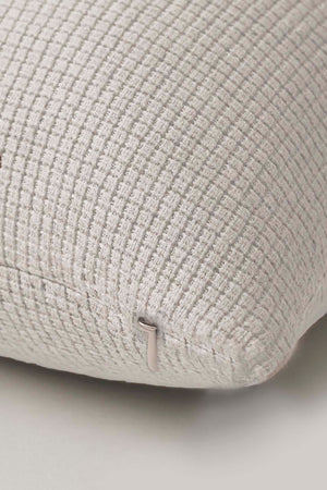 Blue Leaves Woven Punch Cushion Cover with Straw-Like Appearance