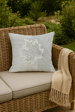 White Leaf Wicker-Look Woven Punch Cushion Cover