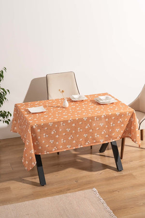 Cinnamon Daisy Patterned Tablecloth, Table Fabric, Picnic Blanket