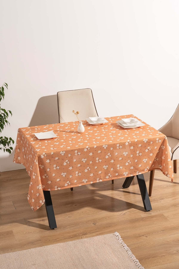 Cinnamon Daisy Patterned Tablecloth, Table Fabric, Picnic Blanket