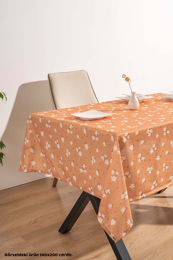 Cinnamon Daisy Patterned Tablecloth, Table Fabric, Picnic Blanket