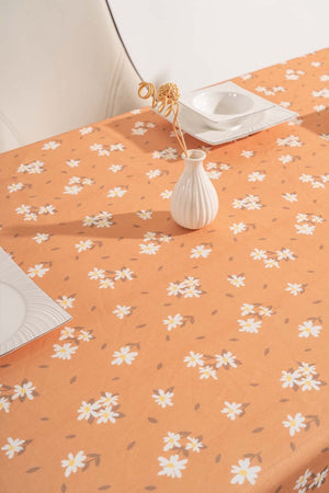 Cinnamon Daisy Patterned Tablecloth, Table Fabric, Picnic Blanket