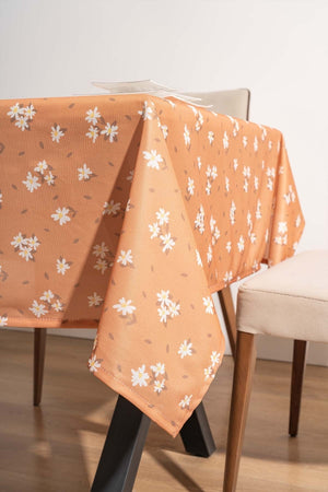 Cinnamon Daisy Patterned Tablecloth, Table Fabric, Picnic Blanket