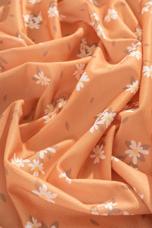 Cinnamon Daisy Patterned Tablecloth, Table Fabric, Picnic Blanket