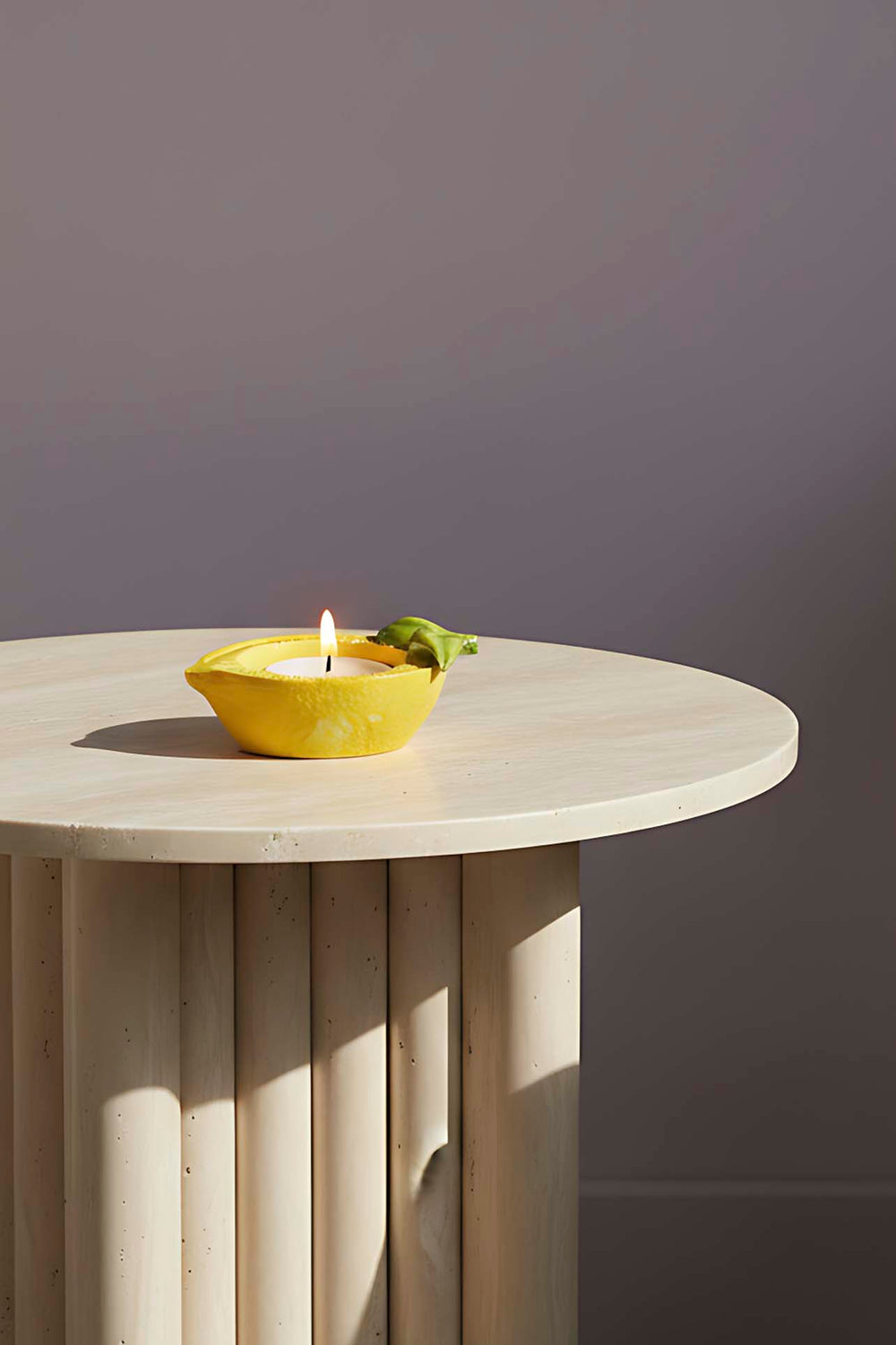 Lemon Designed Yellow Decorative Candle Holder