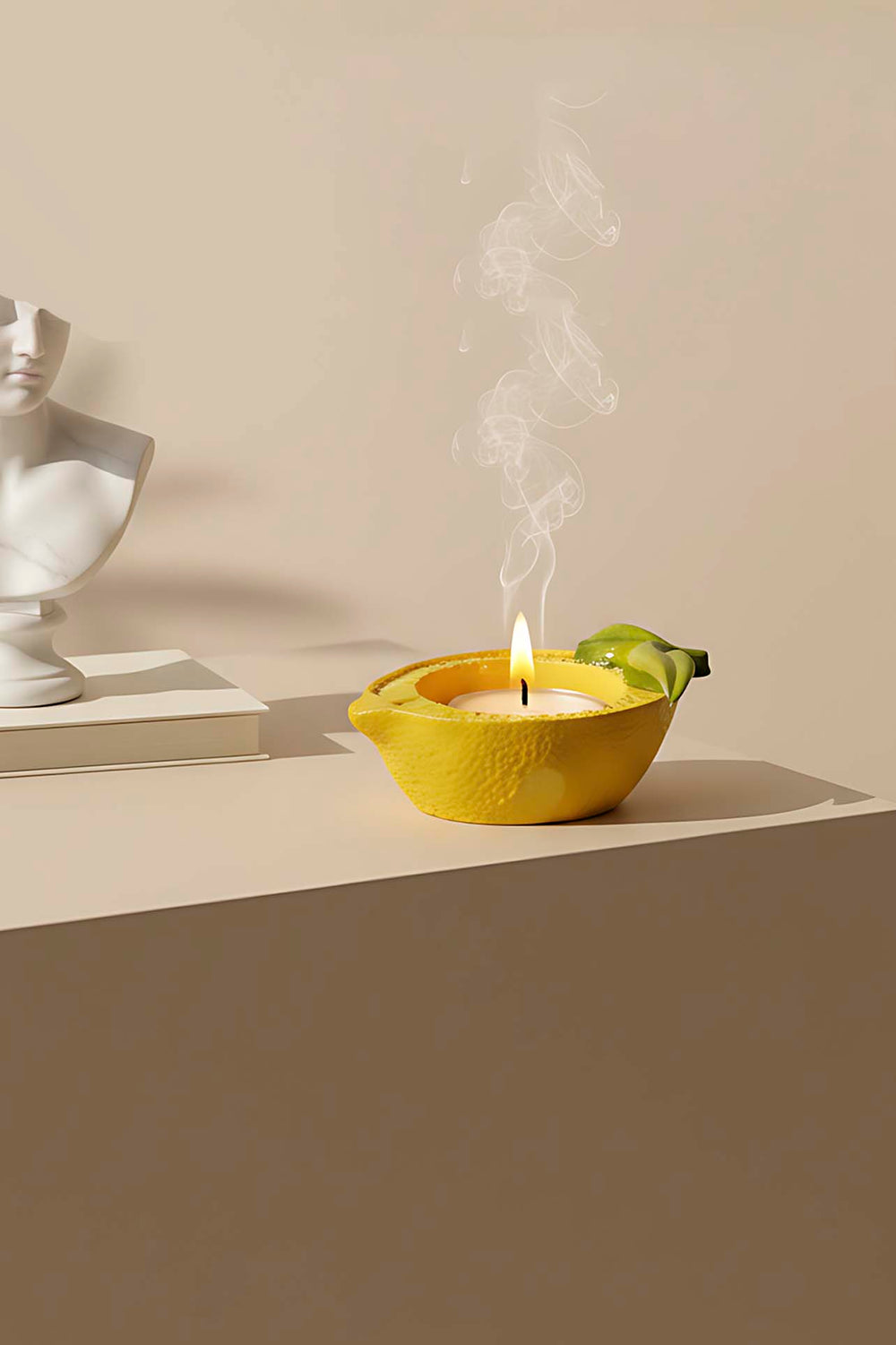 Lemon Designed Yellow Decorative Candle Holder