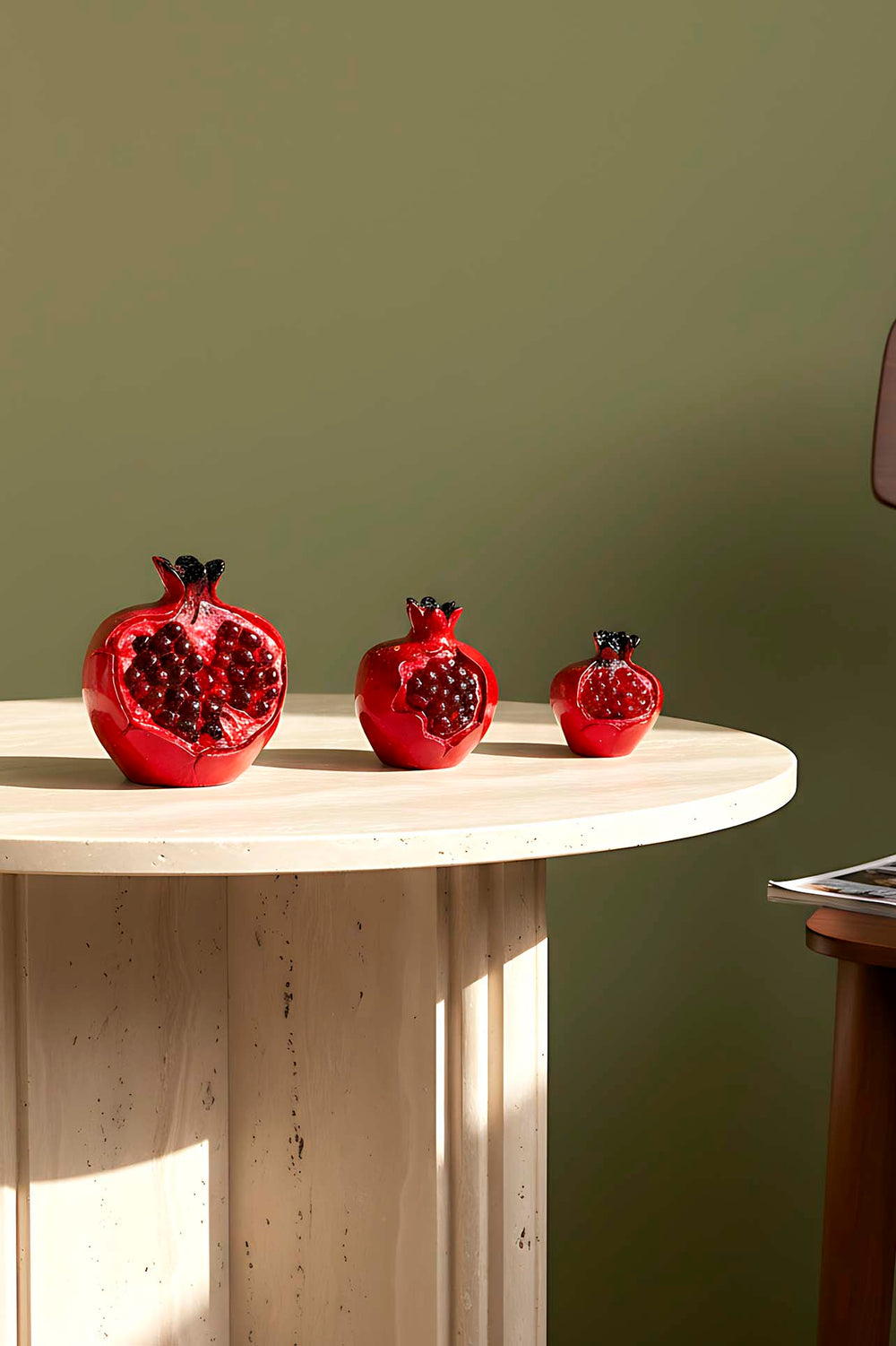 3-Piece Glossy Half Pomegranate Decorative Object Set