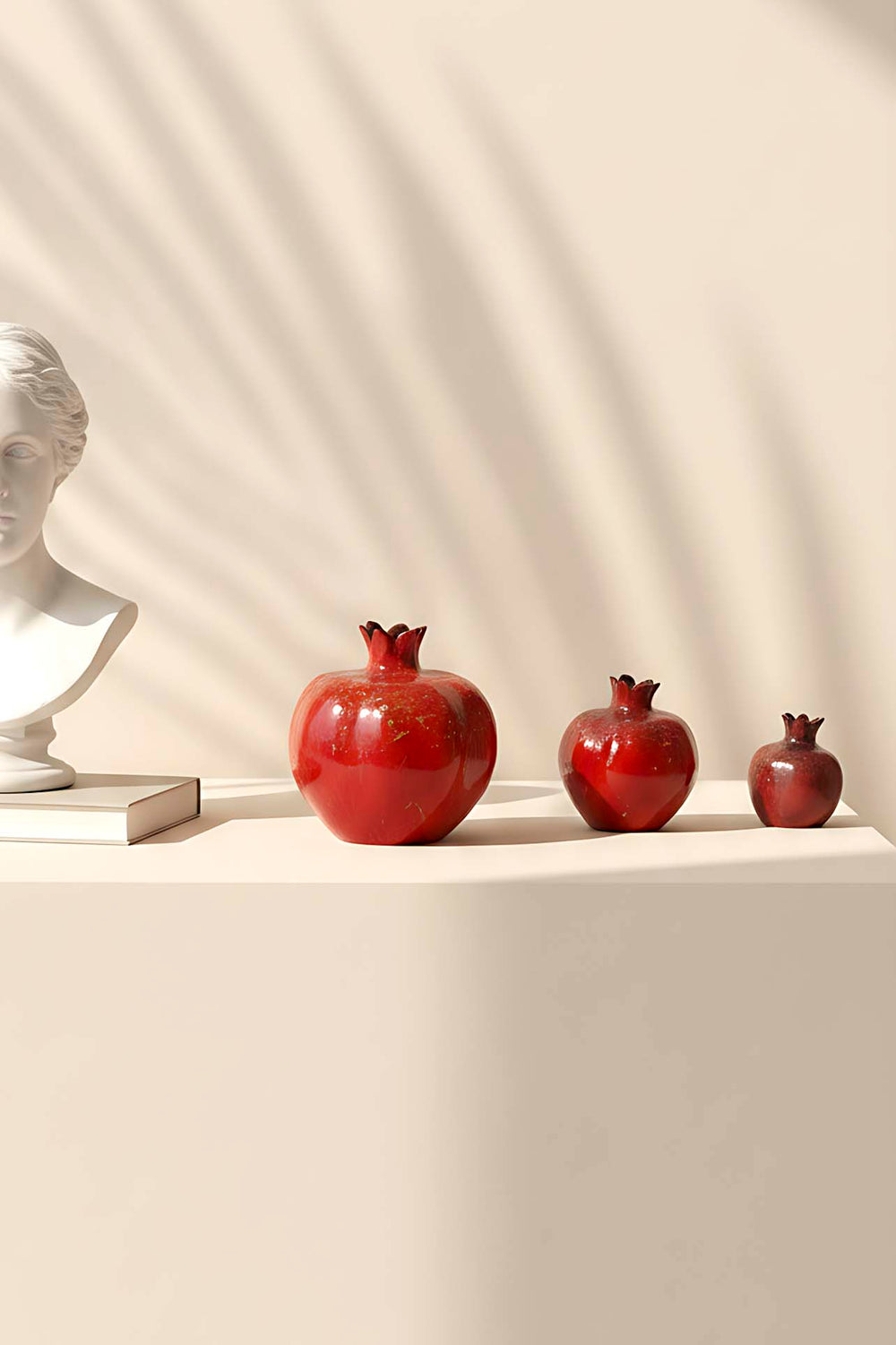 3-Piece Glossy Pomegranate Decorative Object Set