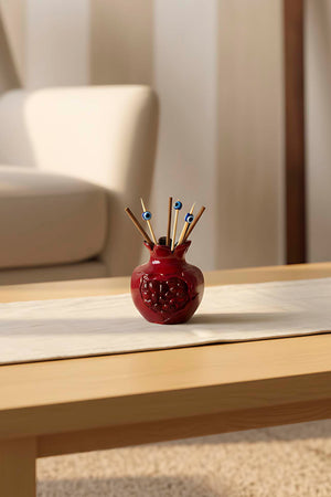 Evil Eye Bead Detailed Pomegranate Design Decorative Toothpick Holder