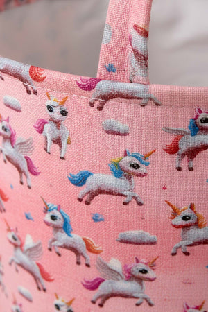 Unicorn Desenli Oyuncak Çamaşır Sepeti