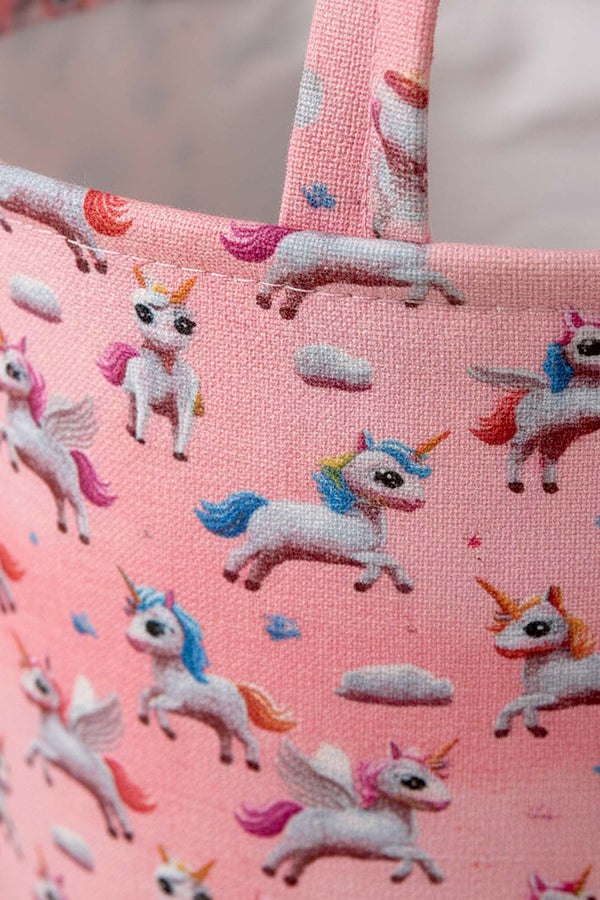 Unicorn Desenli Oyuncak Çamaşır Sepeti