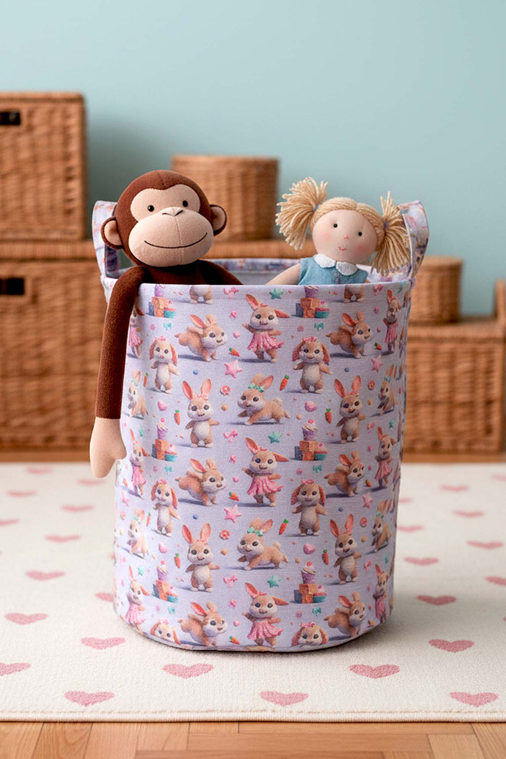 Rabbit Pattern Toy Laundry Basket