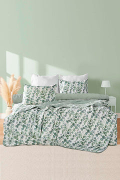 Eucalyptus Double 7-Piece Bridal/Quilt Set – Polycotton Duvet Cover, Bedspread & Sheet Set, King/Cal-King Size