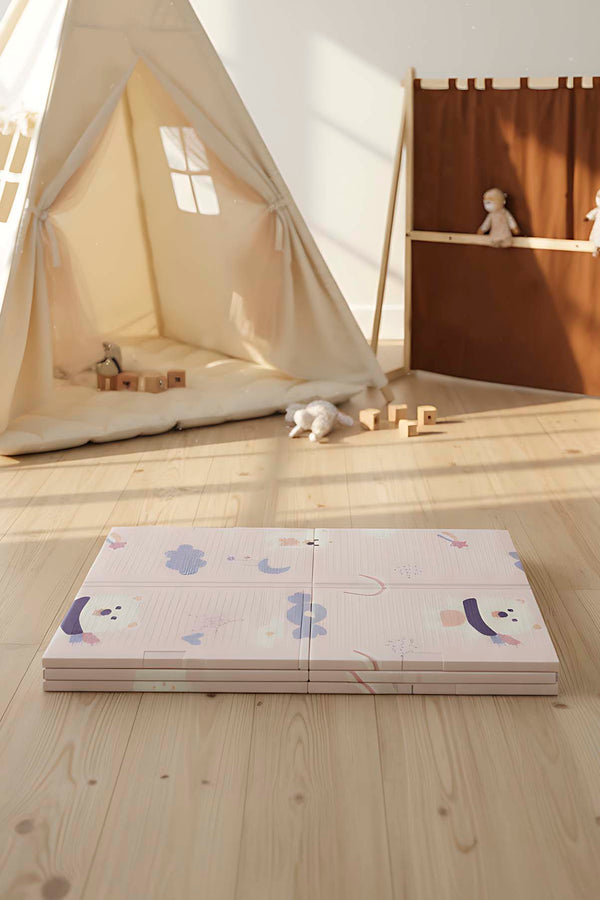 Pink Bear Children’s Play Rug: Foldable, Waterproof & Extra Large, 130x200 cm