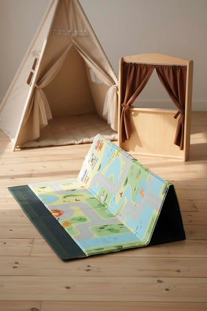 Green Track Children’s Play Rug: Foldable, Waterproof & Extra Large, 130x200 cm
