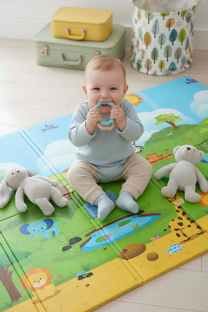 Zoo Children’s Play Rug: Foldable, Waterproof & Extra Large, 130x200 cm
