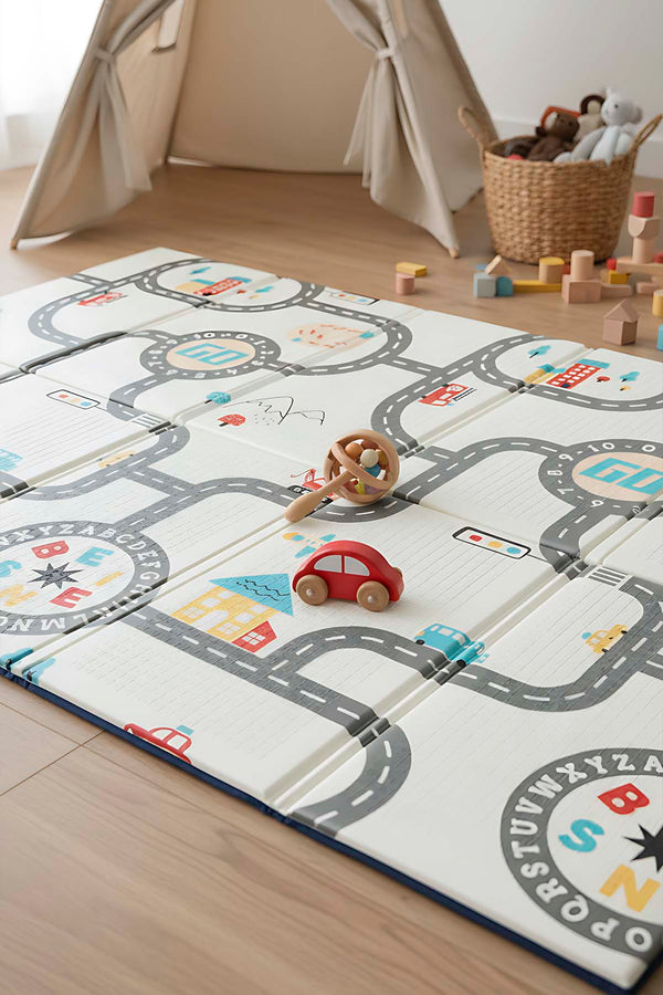 Car Racing Children’s Play Rug: Foldable, Waterproof & Extra Large, 130x200 cm