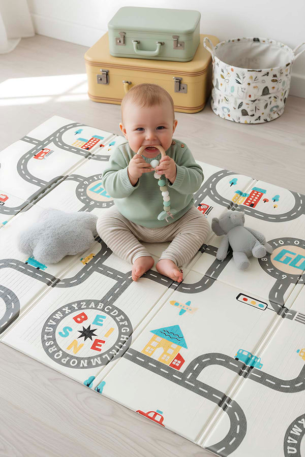 Car Racing Children’s Play Rug: Foldable, Waterproof & Extra Large, 130x200 cm