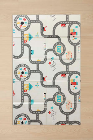 Car Racing Children’s Play Rug: Foldable, Waterproof & Extra Large, 130x200 cm