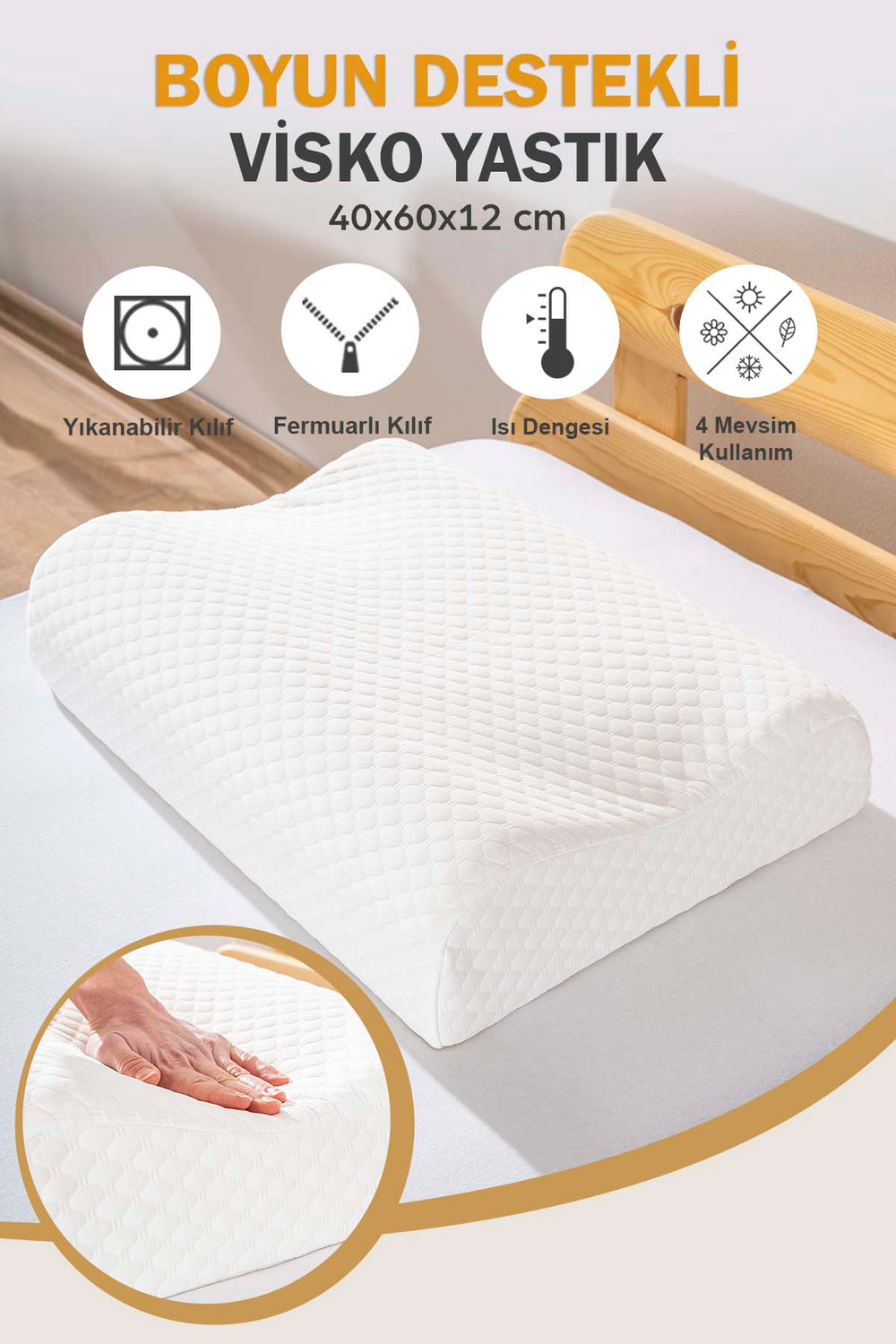 Valessa Viscon Orthopedic Pillow Large Size 40x60x12 cm