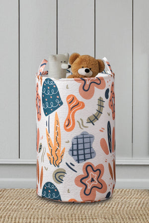 Abstract Velvet Toy Chest & Laundry Bag - Durable Fabric Nursery Storage Basket - Portable Kids Room Organizer with Sturdy Handles