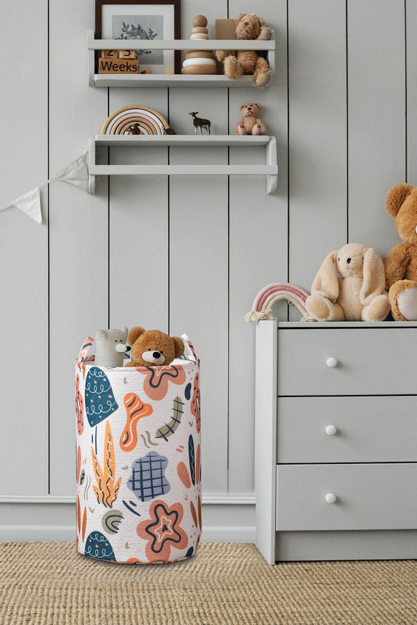 Abstract Velvet Toy Chest & Laundry Bag - Durable Fabric Nursery Storage Basket - Portable Kids Room Organizer with Sturdy Handles