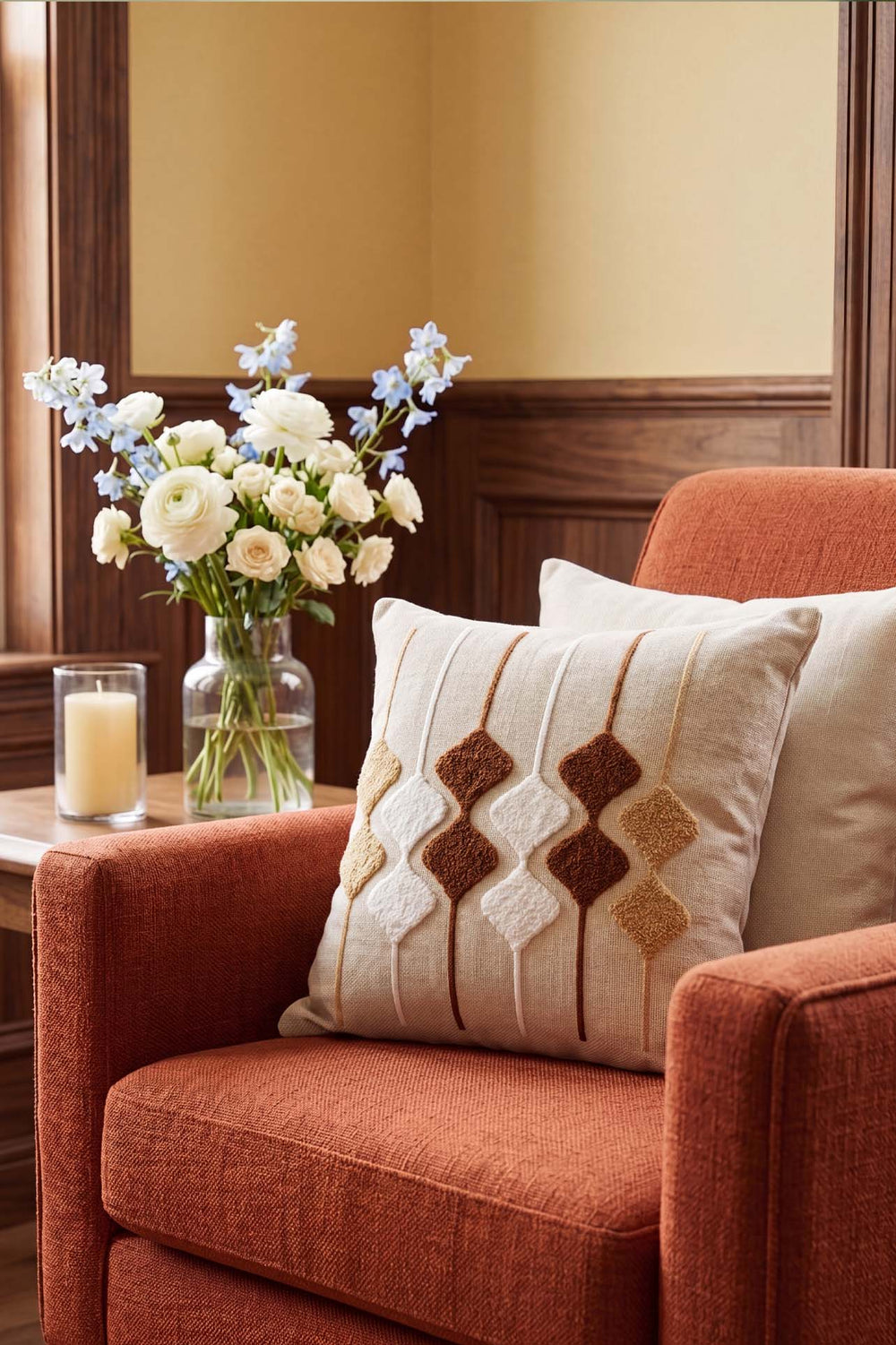 Cinnamon Diamond Pattern Punch Decorative Cushion Cover