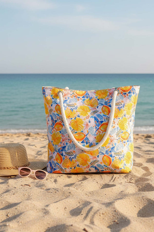Lemon Pattern Beach Bag