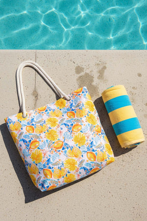 Lemon Pattern Beach Bag