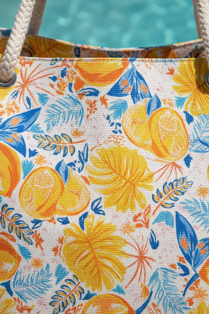 Lemon Pattern Beach Bag