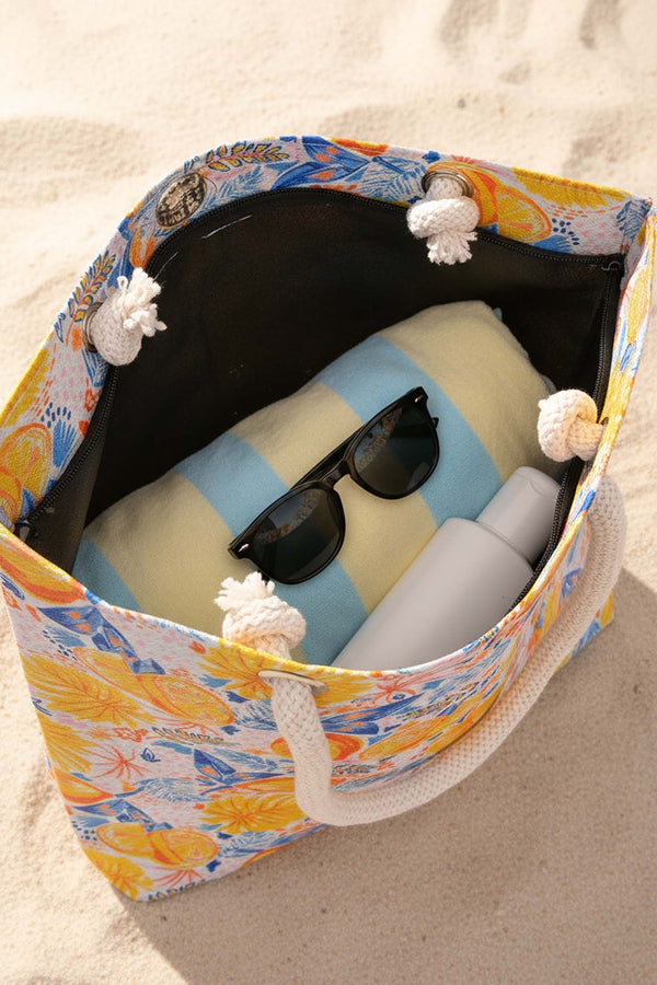 Lemon Pattern Beach Bag
