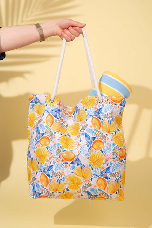 Lemon Pattern Beach Bag