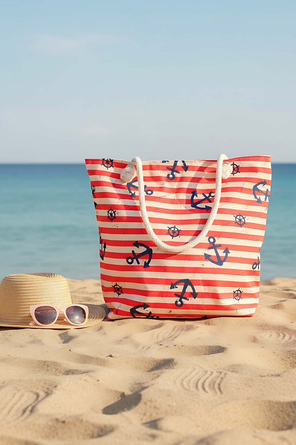 Striped Marine Pattern Beach Bag