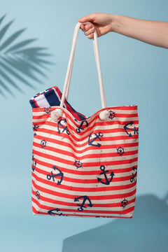Striped Marine Pattern Beach Bag