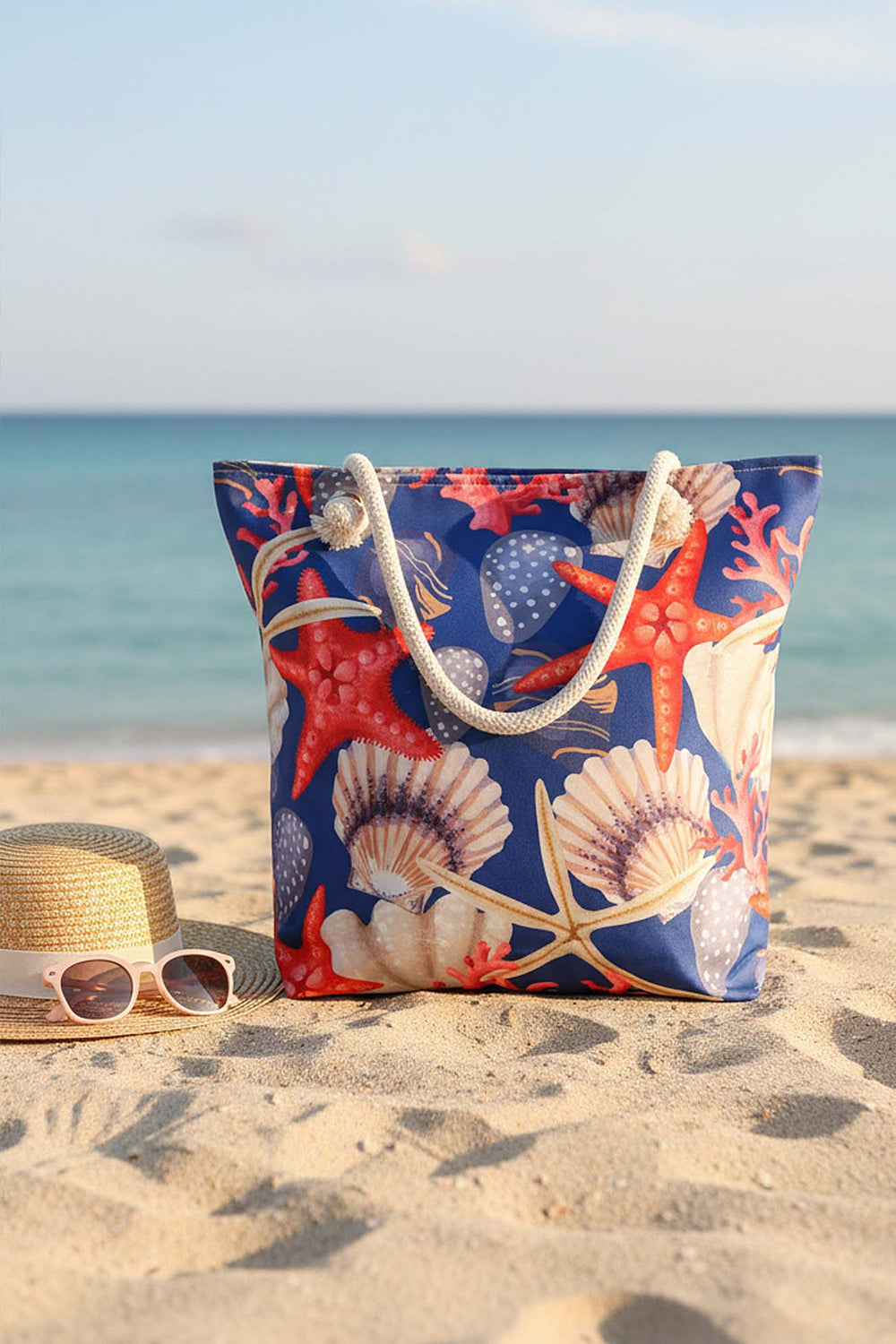 Starfish & Seashell Pattern Beach Bag