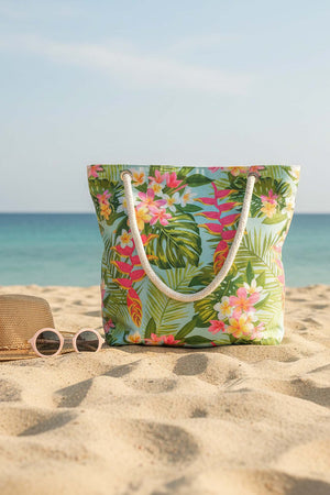 Tropical Leaf Pattern Beach Bag