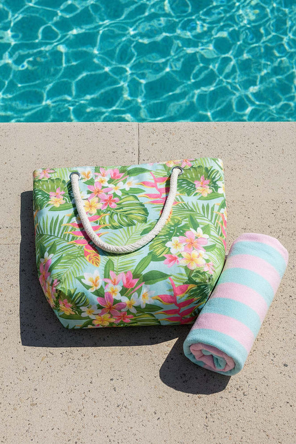 Tropical Leaf Pattern Beach Bag