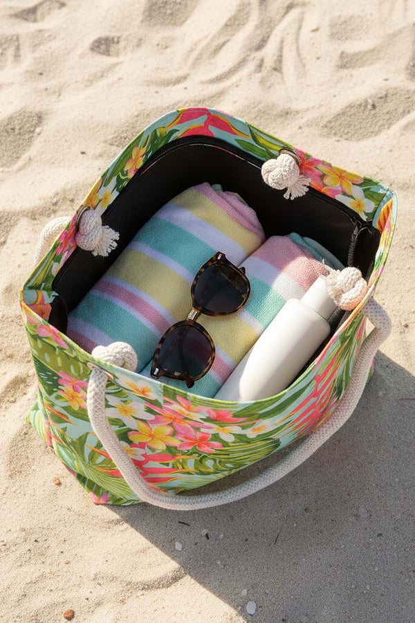 Tropical Leaf Pattern Beach Bag