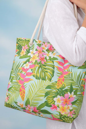Tropical Leaf Pattern Beach Bag