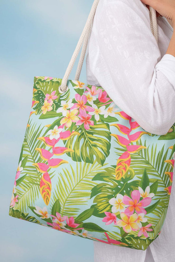 Tropical Leaf Pattern Beach Bag