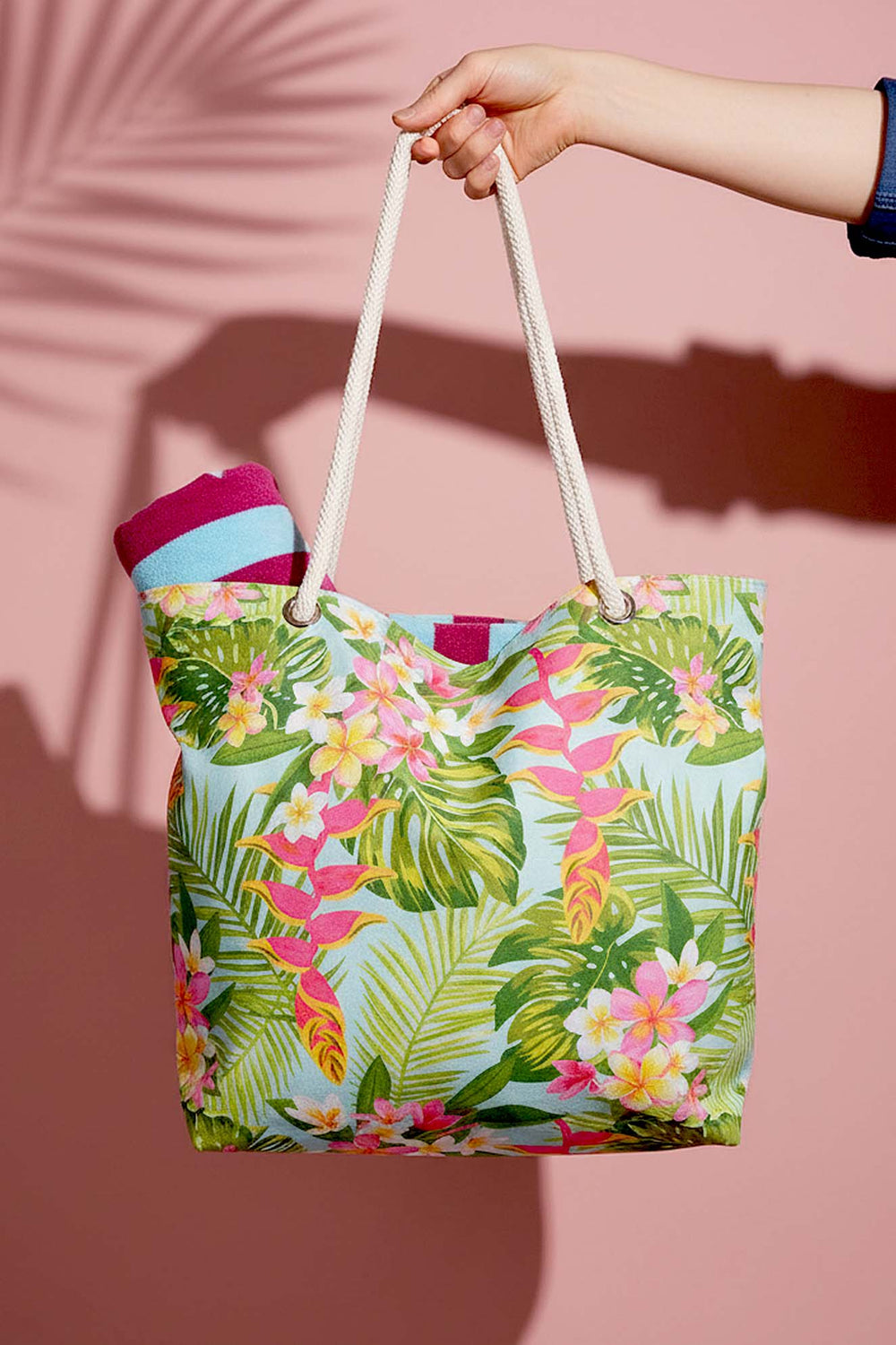 Tropical Leaf Pattern Beach Bag
